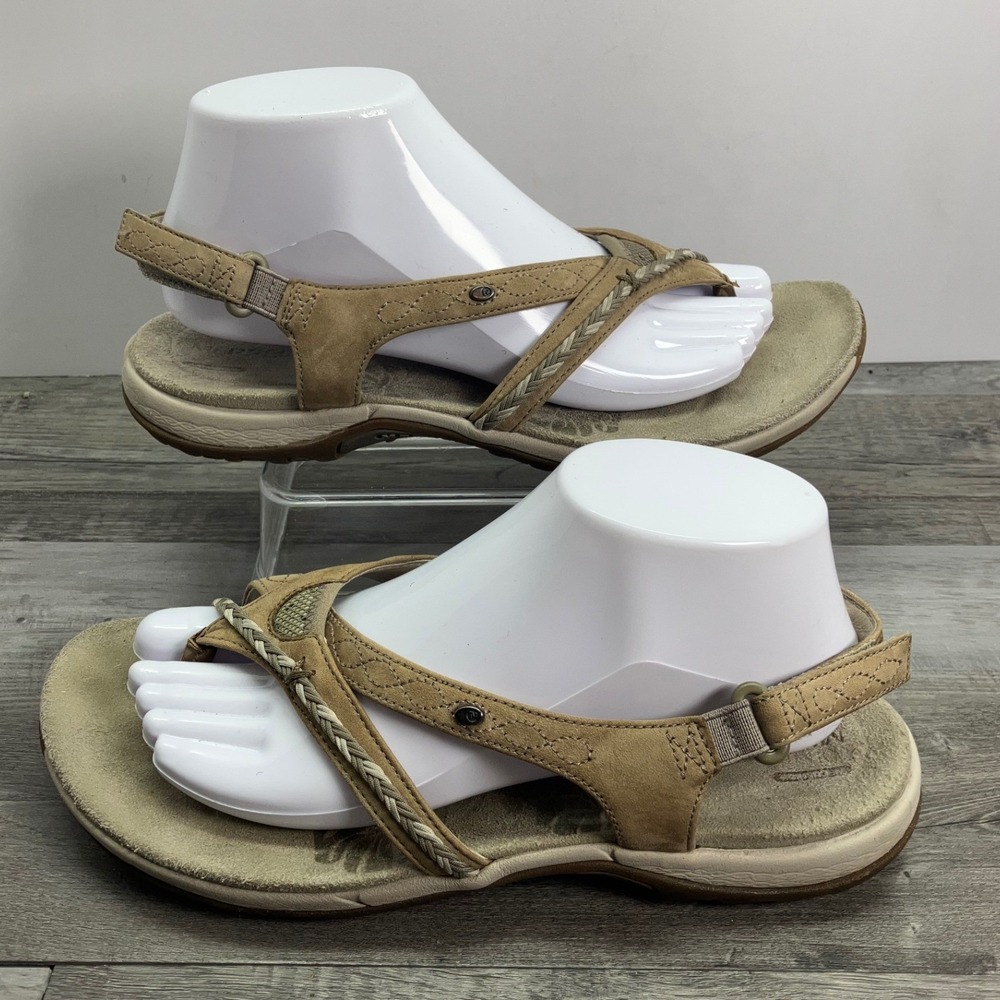 Merrell Stella Bloom Aluminum Tan Leather Athletic Sandals Womens 9 J89132